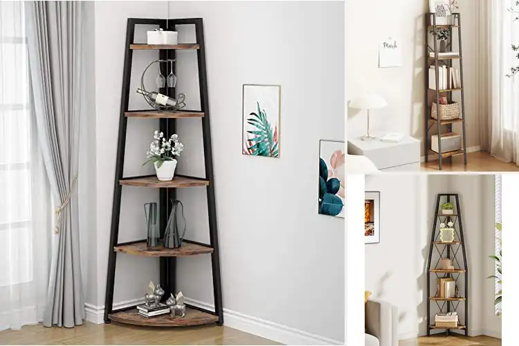 Detailed view of Best Corner Ladder Bookshelves