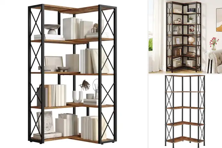 Detailed view of Best Industrial Corner Bookshelves