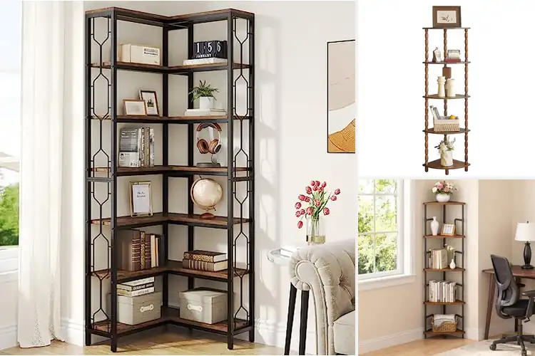 Detailed view of Best Rustically Styled Corner Bookshelf Value